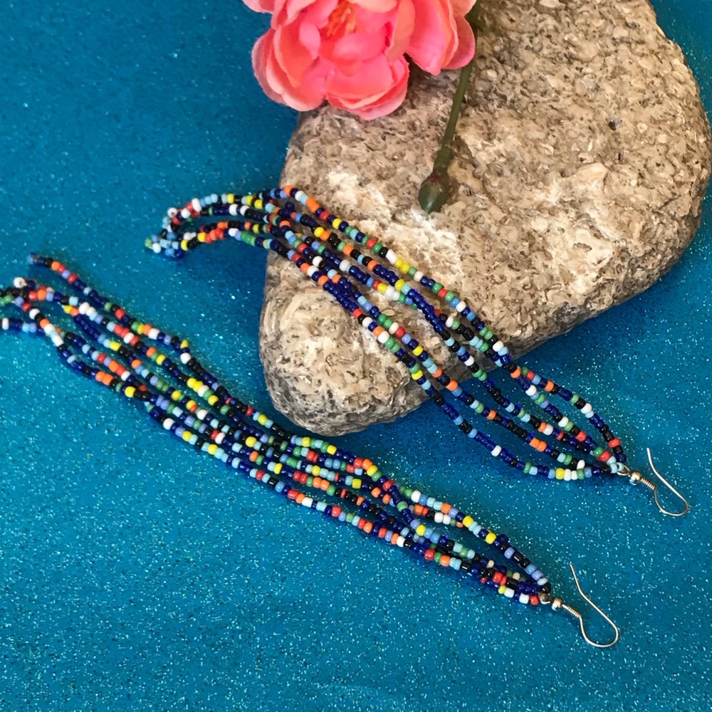 Ethnic long 6 “ tassel handmade beaded earrings